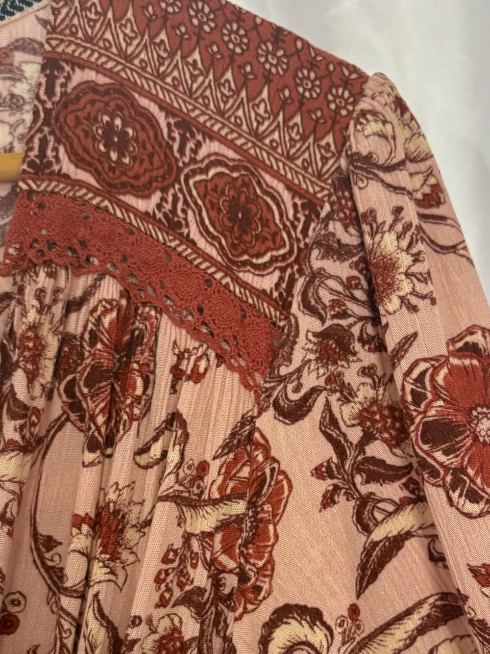 Knox Rose Target Boho Floral Faux-Wrap Maxi Dress Pink Red Size L - Picture 6 of 8